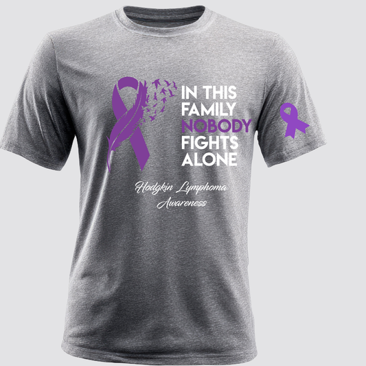 IN THIS FAMILY NO ONE FIGHTS ALONE Grey T-Shirt
